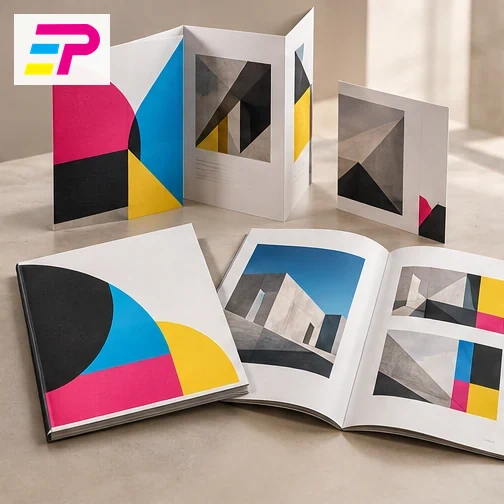 AI-generated concept mockup: Brochures & publications